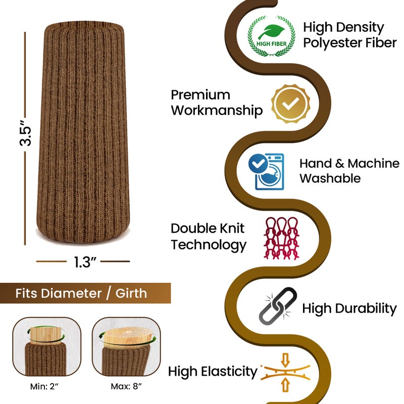 IAMZAY 48 Pcs Brown Premium Chair Leg Socks Protectors for Hardwood Floors - Not Falling Off - Easy to Put On - Fits Round and Square Legs - High Elastic Bar Stool Leg Covers - Furniture Pads for All Shapes - Image 3